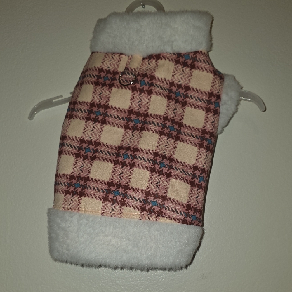 Plaid Kids Jacket with Faux Fur Trim